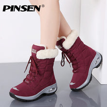 Load image into Gallery viewer, PINSEN New Winter Women Boots High Quality Keep Warm Mid-Calf Snow Boots Women Lace-up Comfortable Ladies Boots chaussures femme
