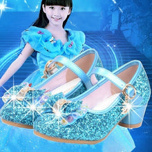 Load image into Gallery viewer, Children Princess Shoes for Girls Sandals High Heel Glitter Shiny Rhinestone Enfants Fille Female Party Dress Shoes