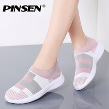 Load image into Gallery viewer, PINSEN 2020 New Fashion Sneakers Women Shoes Breathable Mesh Slip-on Flat Shoes Women Plus Size Loafers Shoes zapatillas mujer