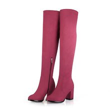 Load image into Gallery viewer, Fashion Knee High Boots Women's Winter Boots Thick High Heels Long Boots Round Slip On Spring Autumn Shoes Woman Black White