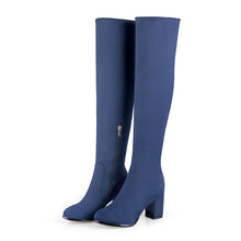 Load image into Gallery viewer, Fashion Knee High Boots Women's Winter Boots Thick High Heels Long Boots Round Slip On Spring Autumn Shoes Woman Black White