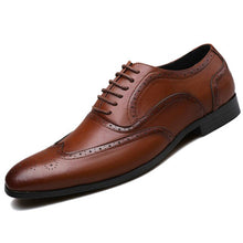 Load image into Gallery viewer, Merkmak Retro Bullock Design Men Business Formal Shoes Classic Pointed Toe Leather Shoes Men Oxford Dress Shoes Big Size 38-48