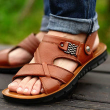 Load image into Gallery viewer, Big Size 48 Men Genuine Leather Sandals Summer Classic Men Shoes Slippers Soft Sandals Men Roman Comfortable Walking Footwear