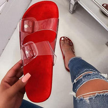 Load image into Gallery viewer, Summer Women Flat Slippers Jelly Slides Transparent Strap Female Open Toe Causal Flip Flops Outdoor Ladies Beach Shoes