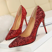 Load image into Gallery viewer, gold silverhigh heels wedding party shoes women pumps