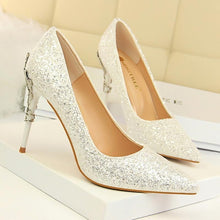 Load image into Gallery viewer, gold silverhigh heels wedding party shoes women pumps