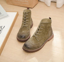 Load image into Gallery viewer, women shoes 2020 spring genuine leather Female Martin boots suede women booties British lace retro trend women naked boots