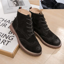 Load image into Gallery viewer, women shoes 2020 spring genuine leather Female Martin boots suede women booties British lace retro trend women naked boots