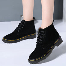 Load image into Gallery viewer, WeiDeng Genuine Leather Ankle Boots Women Classic Matin Fashion Flats Winter Lace Up High Top Casual Waterproof Shoes Female