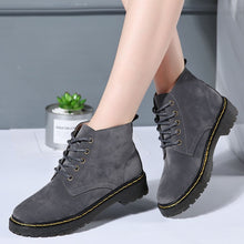 Load image into Gallery viewer, WeiDeng Genuine Leather Ankle Boots Women Classic Matin Fashion Flats Winter Lace Up High Top Casual Waterproof Shoes Female