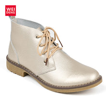 Load image into Gallery viewer, WeiDeng Genuine Leather Ankle Boots Women Classic Matin Fashion Flats Winter Lace Up High Top Casual Waterproof Shoes Female