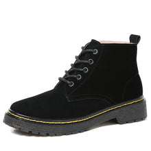 Load image into Gallery viewer, WeiDeng Genuine Leather Ankle Boots Women Classic Matin Fashion Flats Winter Lace Up High Top Casual Waterproof Shoes Female