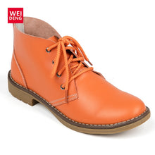 Load image into Gallery viewer, WeiDeng Genuine Leather Ankle Boots Women Classic Matin Fashion Flats Winter Lace Up High Top Casual Waterproof Shoes Female