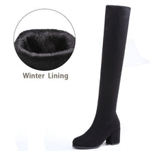 Load image into Gallery viewer, Sexy Slim Fit Elastic Flock Over The Knee Boots Women shoes 2020 Autumn Winter ladies high heel Long Thigh High botas