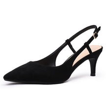 Load image into Gallery viewer, Shoes Woman 2020 Spring 6CM Thin High Heels Slingbacks Female Pointed Toe Solid Flock Women's Shoes Office Lady Elegant Sandals