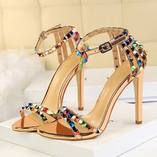 Load image into Gallery viewer, 2020 Women 11cm High Heels Rivets Studded Sandals Lady Sandles Stiletto Gladiator Pumps Stripper Summer Fetish Platform Shoes