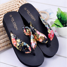 Load image into Gallery viewer, shoes Woman Bohemia Floral Beach Sandals Wedge Platform Thongs Slippers Flip Flops zapatos de mujer