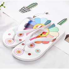 Load image into Gallery viewer, Summer Slippers Women Cute flower Flat Flip Flops Ladies Soft Slides Shoes Female Print Floral Bling Beach Casual Sandals