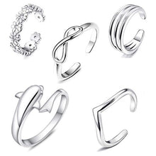 Load image into Gallery viewer, 8pcs Summer Beach Vacation Knuckle Foot Ring Set Open Toe Rings for Women Girls Finger Ring Adjustable Jewellery Wholesale Gifts