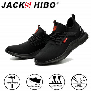JACKSHIBO All Season Safety Work Shoes Boots For Men Anti-Smashing Steel Toe Cap Shoes Indestructible Safety Boots Work Sneakers