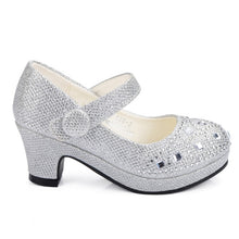 Load image into Gallery viewer, ULKNN Children Princess Shoes for Girls Sandals High Heel Glitter Shiny Rhinestone Enfants Fille Female Party Dress Shoes
