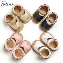 Load image into Gallery viewer, 2019 Baby Summer Shoes Newborn Infant Baby Girls Boys Shoes Solid Non-slip PU Leather Breathable Toddler Shoes 0-18M

