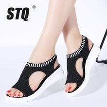 Load image into Gallery viewer, STQ Women Sandals 2020 New Female Shoes Women Summer Wedge Comfort Sandals Ladies Flat Slingback Sandals Women Sandalias QS808
