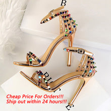 Load image into Gallery viewer, 2020 Women 11cm High Heels Rivets Studded Sandals Lady Sandles Stiletto Gladiator Pumps Stripper Summer Fetish Platform Shoes
