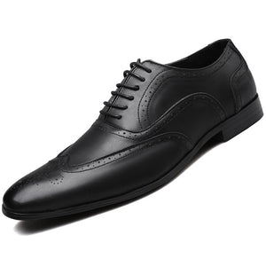 Merkmak Retro Bullock Design Men Business Formal Shoes Classic Pointed Toe Leather Shoes Men Oxford Dress Shoes Big Size 38-48