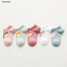 Load image into Gallery viewer, YWHUANSEN 5 Pairs/lot Spring Summer Thin Girls Sock Kids Cotton Mesh Boat Socks Lovely Animal Breathable Toddler Boys Ankle Sock

