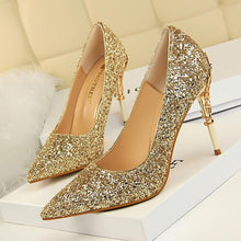 Load image into Gallery viewer, gold silverhigh heels wedding party shoes women pumps

