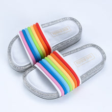 Load image into Gallery viewer, 2019 New Summer Children's LED Slippers for Boys Girls Slippers PVC Non-slip Rainbow Beach Sandals Kids Home Bathroom Flip Flops
