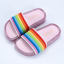 Load image into Gallery viewer, 2019 New Summer Children's LED Slippers for Boys Girls Slippers PVC Non-slip Rainbow Beach Sandals Kids Home Bathroom Flip Flops
