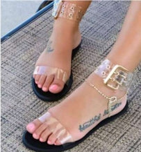 Load image into Gallery viewer, Litthing 2019 Sandals Women Transparent Flats Shoes Large Size Female Clear  Shoes Ladies Roman Beach Sandalias Mujer
