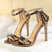 Load image into Gallery viewer, 2020 Women 11cm High Heels Rivets Studded Sandals Lady Sandles Stiletto Gladiator Pumps Stripper Summer Fetish Platform Shoes
