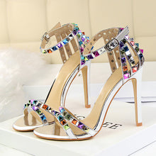 Load image into Gallery viewer, 2020 Women 11cm High Heels Rivets Studded Sandals Lady Sandles Stiletto Gladiator Pumps Stripper Summer Fetish Platform Shoes
