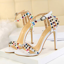 Load image into Gallery viewer, 2020 Women 11cm High Heels Rivets Studded Sandals Lady Sandles Stiletto Gladiator Pumps Stripper Summer Fetish Platform Shoes
