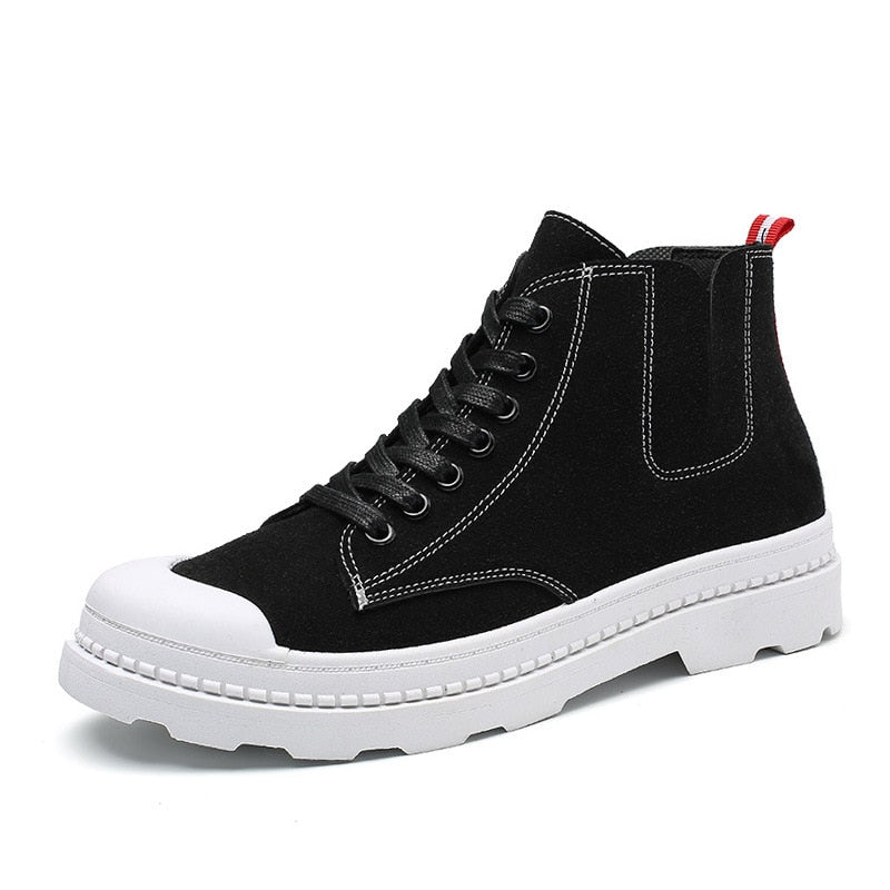 Autumn Korean-style Trend Versatile High-top Board Shoe Men Casual Leather Shoe Winter England Workwear Martin Ankle Boots
