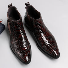 Load image into Gallery viewer, Trend Leather Boots Snake Skin Pattern Bota Masculina Pure Leather Work Men Shoes
