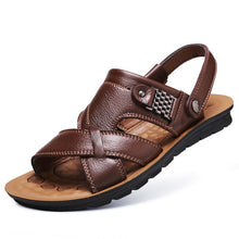 Load image into Gallery viewer, Big Size 48 Men Genuine Leather Sandals Summer Classic Men Shoes Slippers Soft Sandals Men Roman Comfortable Walking Footwear
