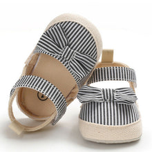 Load image into Gallery viewer, 2019 Children Summer Shoes Newborn Infant Baby Girl Boy Soft Crib Shoes Infants Anti-slip Sneaker Striped Bow Prewalker 0-18M
