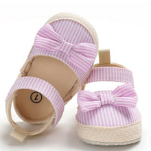 Load image into Gallery viewer, 2019 Children Summer Shoes Newborn Infant Baby Girl Boy Soft Crib Shoes Infants Anti-slip Sneaker Striped Bow Prewalker 0-18M
