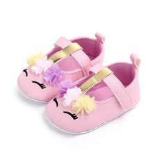Load image into Gallery viewer, 2019 Brand New Toddler Baby Girls Flower Unicorn Shoes PU Leather Shoes Soft Sole Crib Shoes Spring Autumn First walkers 0-18M
