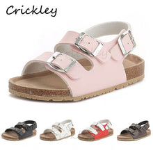 Load image into Gallery viewer, Cork Kids Solid Sandals Gladiatus Comfortable Soft Sole Buckle Strap Sandals for Little Girls Boys Summer Shoes 3T-12T
