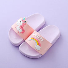 Load image into Gallery viewer, 3-9Y Kids Cartoon Unicorn Indoor Slippers Toddler Boys Girls Summer Home Flip Flops Children Bedroom Shoes Beach Wear Slipper
