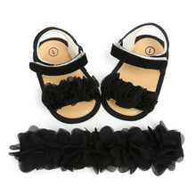 Load image into Gallery viewer, 2019 Baby Summer Clothing Newborn Kid Baby Girl Flower Sandals Shoes Soft Sole Hook Casual Summer Shoes +Headband 2Pcs Solid Set
