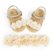 Load image into Gallery viewer, 2019 Baby Summer Clothing Newborn Kid Baby Girl Flower Sandals Shoes Soft Sole Hook Casual Summer Shoes +Headband 2Pcs Solid Set
