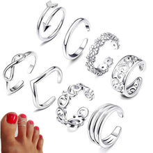 Load image into Gallery viewer, 8pcs Summer Beach Vacation Knuckle Foot Ring Set Open Toe Rings for Women Girls Finger Ring Adjustable Jewellery Wholesale Gifts
