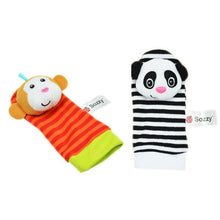 Load image into Gallery viewer, Toys Animal Socks Wrist Strap With Rattle for child boy girl Baby
