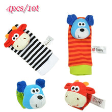 Load image into Gallery viewer, Toys Animal Socks Wrist Strap With Rattle for child boy girl Baby
